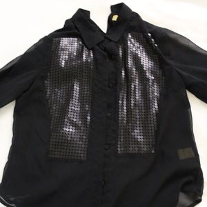 Black long sleeve sequin shirt